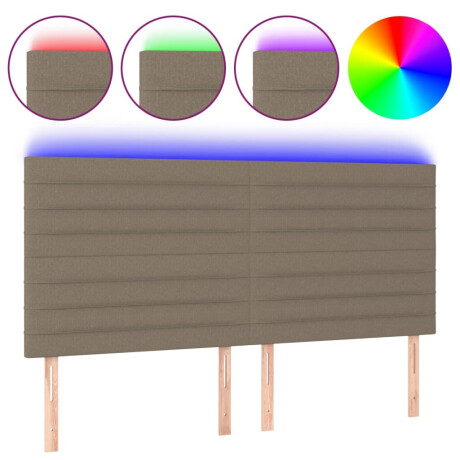vidaXL Hoofdbord LED 180x5x118/128 cm stof taupe afbeelding2 - 1