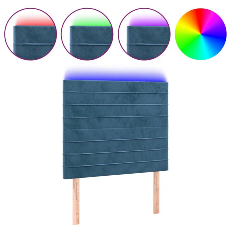 vidaXL Hoofdbord LED 80x5x118/128 cm fluweel donkerblauw afbeelding2 - 1