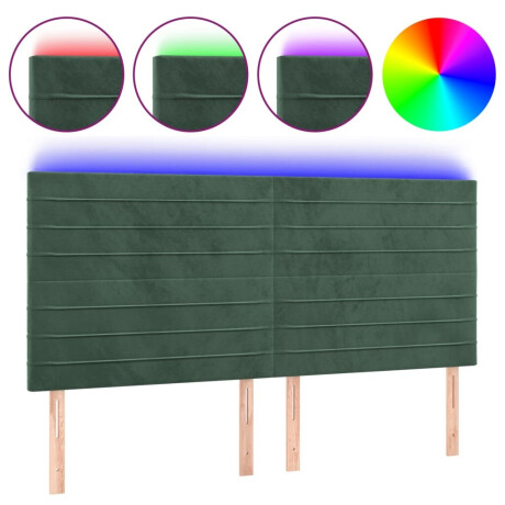 vidaXL Hoofdbord LED 200x5x118/128 cm fluweel donkergroen afbeelding2 - 1