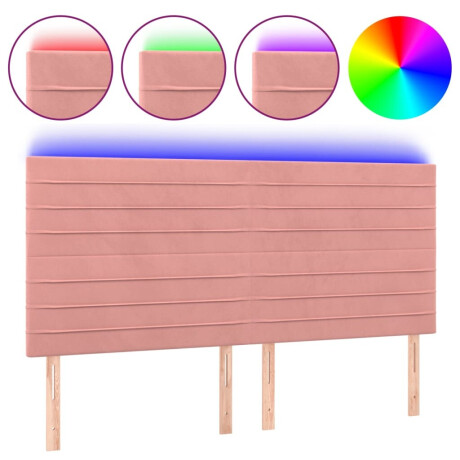 vidaXL Hoofdbord LED 200x5x118/128 cm fluweel roze afbeelding2 - 1