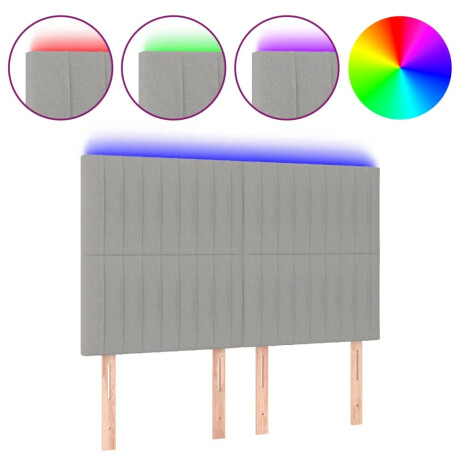 vidaXL Hoofdbord LED 144x5x118/128 cm stof lichtgrijs afbeelding2 - 1