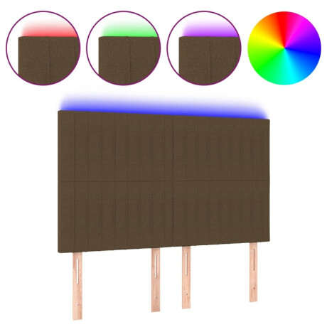 vidaXL Hoofdbord LED 144x5x118/128 cm stof donkerbruin afbeelding2 - 1