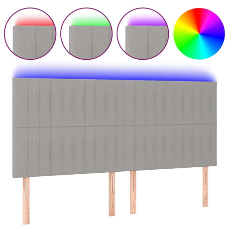 vidaXL Hoofdbord LED 180x5x118/128 cm stof lichtgrijs afbeelding2 - 1