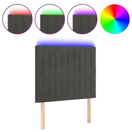 vidaXL Hoofdbord LED 80x5x118/128 cm fluweel donkergrijs afbeelding2 - 1