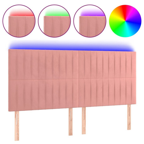 vidaXL Hoofdbord LED 180x5x118/128 cm fluweel roze afbeelding2 - 1