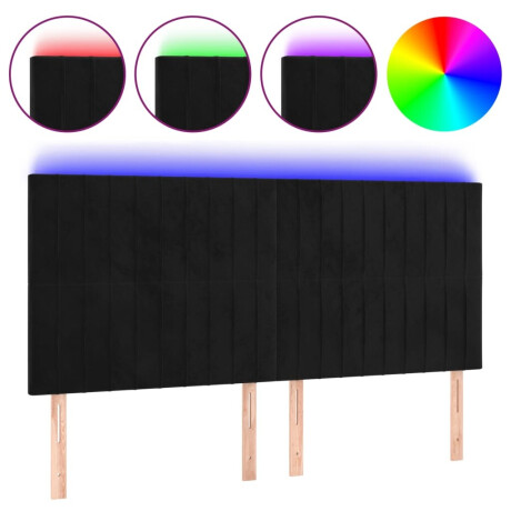 vidaXL Hoofdbord LED 200x5x118/128 cm fluweel zwart afbeelding2 - 1