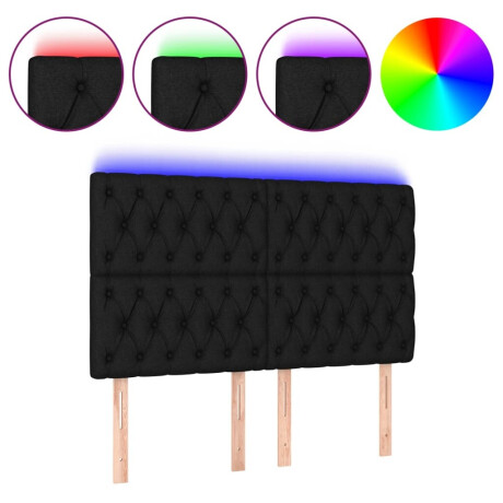 vidaXL Hoofdbord LED 160x7x118/128 cm stof zwart afbeelding2 - 1