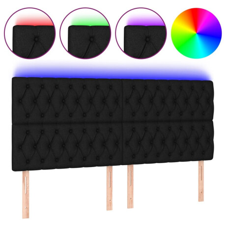 vidaXL Hoofdbord LED 200x7x118/128 cm stof zwart afbeelding2 - 1