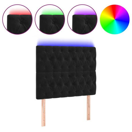 vidaXL Hoofdbord LED 100x7x118/128 cm fluweel zwart afbeelding2 - 1