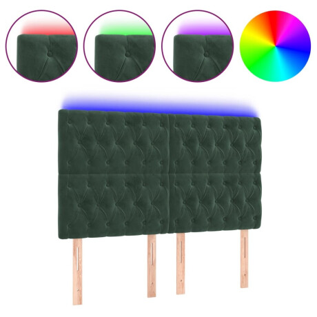 vidaXL Hoofdbord LED 144x7x118/128 cm fluweel donkergroen afbeelding2 - 1