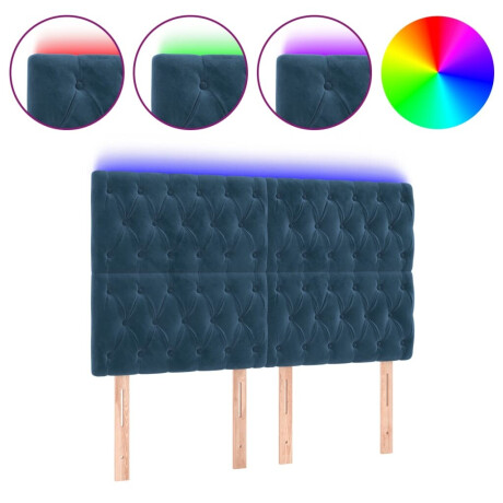 vidaXL Hoofdbord LED 144x7x118/128 cm fluweel donkerblauw afbeelding2 - 1