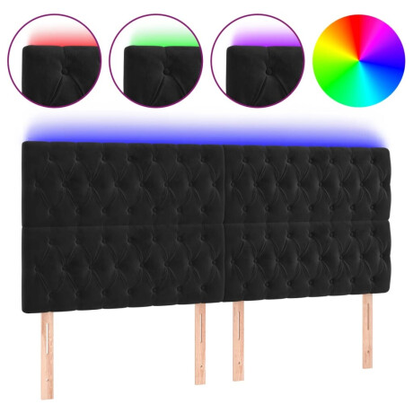 vidaXL Hoofdbord LED 200x7x118/128 cm fluweel zwart afbeelding2 - 1
