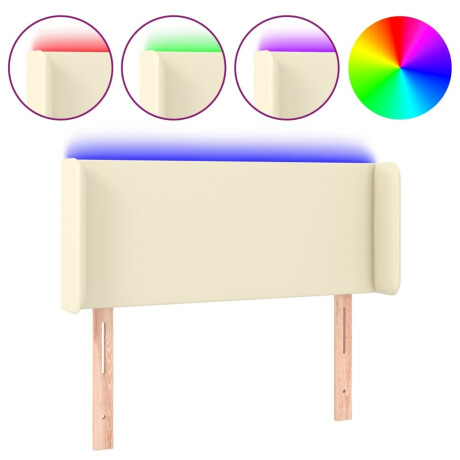 vidaXL Hoofdbord LED 103x16x78/88 cm kunstleer crèmekleurig afbeelding2 - 1