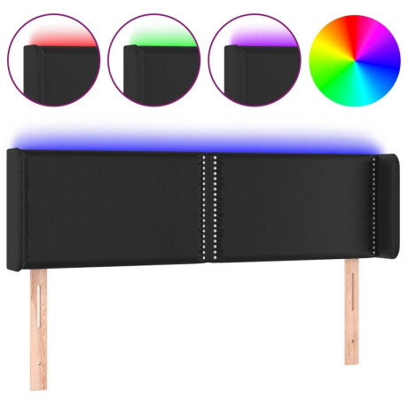 vidaXL Hoofdbord LED 147x16x78/88 cm kunstleer zwart afbeelding2 - 1