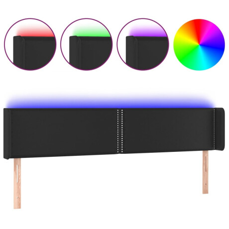 vidaXL Hoofdbord LED 163x16x78/88 cm kunstleer zwart afbeelding2 - 1