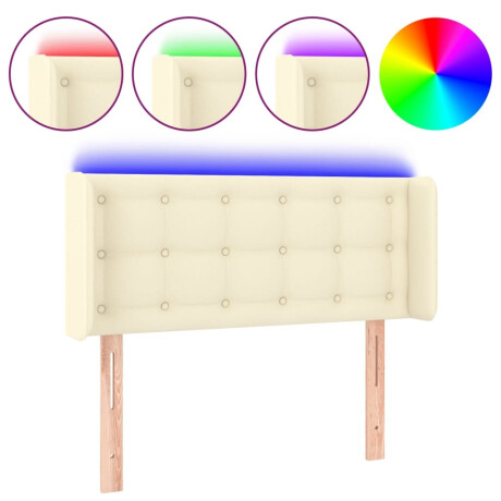 vidaXL Hoofdbord LED 93x16x78/88 cm kunstleer crèmekleurig afbeelding2 - 1