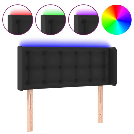vidaXL Hoofdbord LED 103x16x78/88 cm kunstleer zwart afbeelding2 - 1
