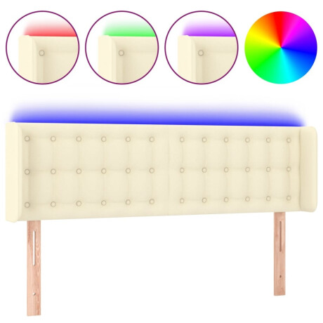 vidaXL Hoofdbord LED 147x16x78/88 cm kunstleer crèmekleurig afbeelding2 - 1