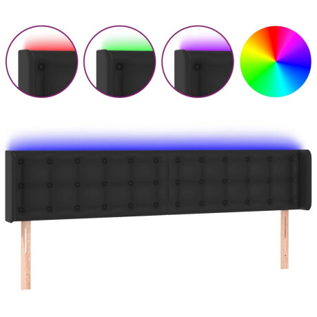 vidaXL Hoofdbord LED 203x16x78/88 cm kunstleer zwart afbeelding2 - 1