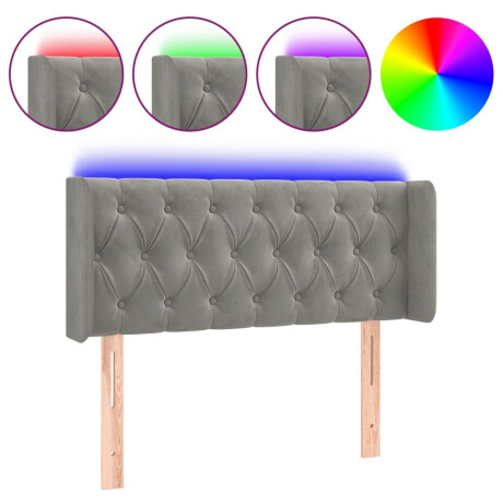 vidaXL Hoofdbord LED 93x16x78/88 cm fluweel lichtgrijs afbeelding2 - 1