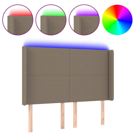 vidaXL Hoofdbord LED 147x16x118/128 cm stof taupe afbeelding2 - 1