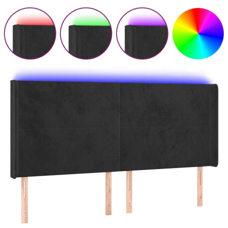 vidaXL Hoofdbord LED 203x16x118/128 cm fluweel zwart afbeelding2 - 1