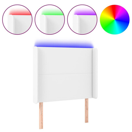 vidaXL Hoofdbord LED 103x16x118/128 cm kunstleer wit afbeelding2 - 1