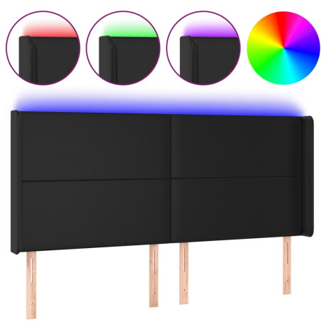 vidaXL Hoofdbord LED 183x16x118/128 cm kunstleer zwart afbeelding2 - 1