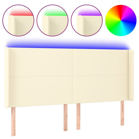 vidaXL Hoofdbord LED 183x16x118/128 cm kunstleer crèmekleurig afbeelding2 - 1