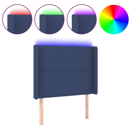 vidaXL Hoofdbord LED 93x16x118/128 cm stof blauw afbeelding2 - 1