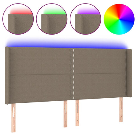 vidaXL Hoofdbord LED 163x16x118/128 cm stof taupe afbeelding2 - 1