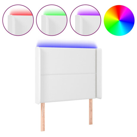 vidaXL Hoofdbord LED 93x16x118/128 cm kunstleer wit afbeelding2 - 1