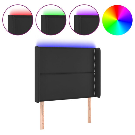 vidaXL Hoofdbord LED 103x16x118/128 cm kunstleer zwart afbeelding2 - 1