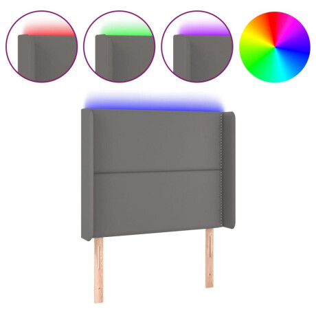 vidaXL Hoofdbord LED 103x16x118/128 cm kunstleer grijs afbeelding2 - 1