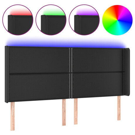 vidaXL Hoofdbord LED 203x16x118/128 cm kunstleer zwart afbeelding2 - 1