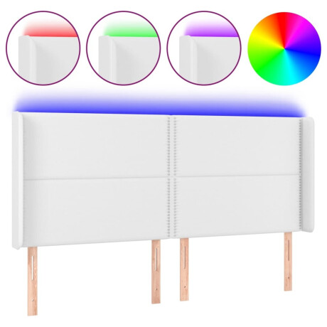 vidaXL Hoofdbord LED 203x16x118/128 cm kunstleer wit afbeelding2 - 1