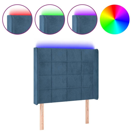 vidaXL Hoofdbord LED 93x16x118/128 cm fluweel donkerblauw afbeelding2 - 1