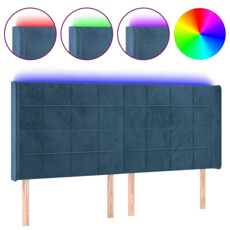 vidaXL Hoofdbord LED 203x16x118/128 cm fluweel donkerblauw afbeelding2 - 1