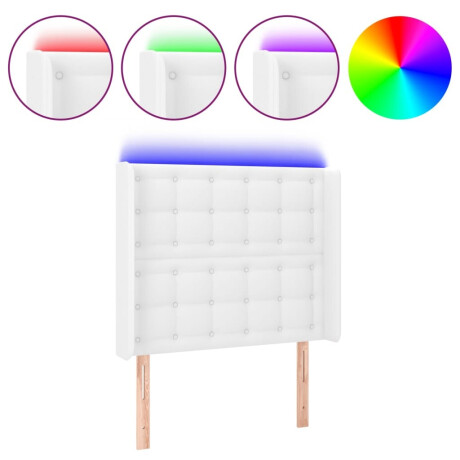 vidaXL Hoofdbord LED 103x16x118/128 cm kunstleer wit afbeelding2 - 1
