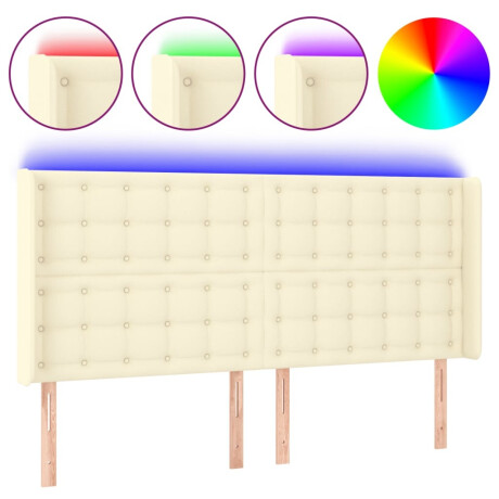 vidaXL Hoofdbord LED 147x16x118/128 cm kunstleer crèmekleurig afbeelding2 - 1