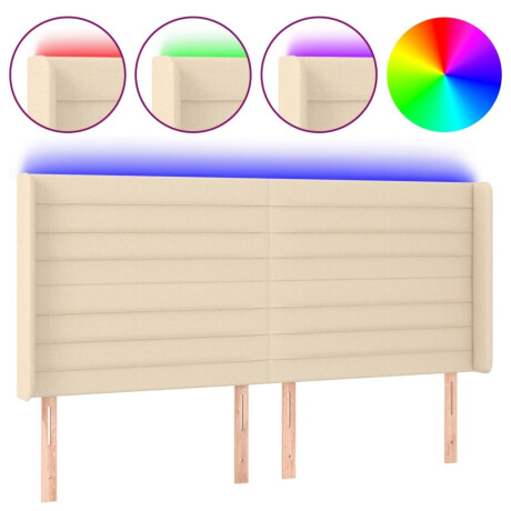 vidaXL Hoofdbord LED 183x16x118/128 cm stof crèmekleurig afbeelding2 - 1
