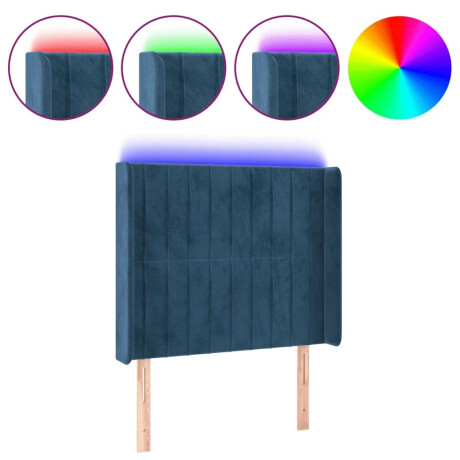vidaXL Hoofdbord LED 103x16x118/128 cm fluweel donkerblauw afbeelding2 - 1