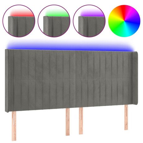 vidaXL Hoofdbord LED 163x16x118/128 cm fluweel lichtgrijs afbeelding2 - 1