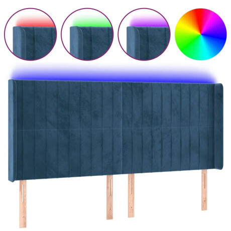 vidaXL Hoofdbord LED 183x16x118/128 cm fluweel donkerblauw afbeelding2 - 1