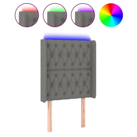 vidaXL Hoofdbord LED 83x16x118/128 cm stof donkergrijs afbeelding2 - 1