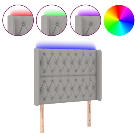 vidaXL Hoofdbord LED 103x16x118/128 cm stof lichtgrijs afbeelding2 - 1