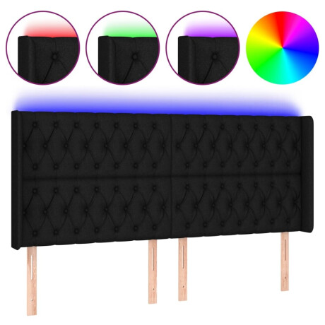 vidaXL Hoofdbord LED 183x16x118/128 cm stof zwart afbeelding2 - 1