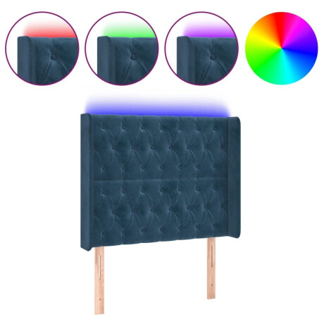 vidaXL Hoofdbord LED 93x16x118/128 cm fluweel donkerblauw afbeelding2 - 1