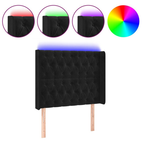 vidaXL Hoofdbord LED 103x16x118/128 cm fluweel zwart afbeelding2 - 1