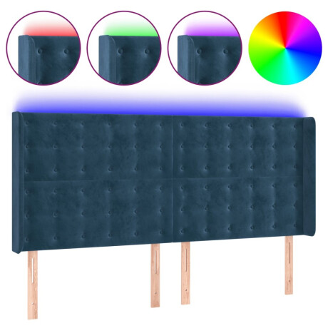 vidaXL Hoofdbord LED 203x16x118/128 cm fluweel donkerblauw afbeelding2 - 1